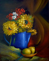 Blaue Kanne mit Sonnenblumen nach G. u. K. Jenkins, Dr. Astrid Markus-Erb